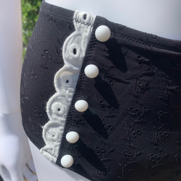 💋NWT Morgan Lane Vintage High-Rise Scalloped Eyelet 2Pc Bikini - Picture 7 of 13